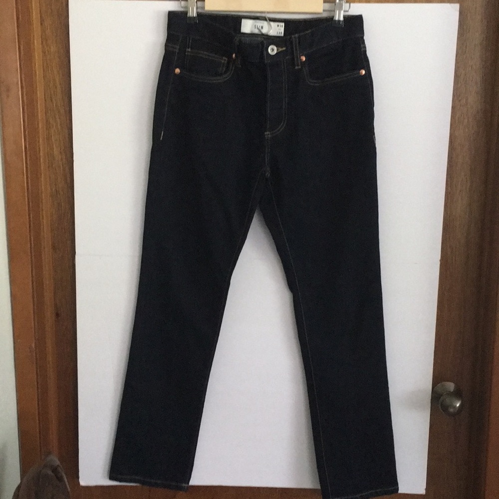 Topman 5-pocket dark wash slim jeans, 30/30